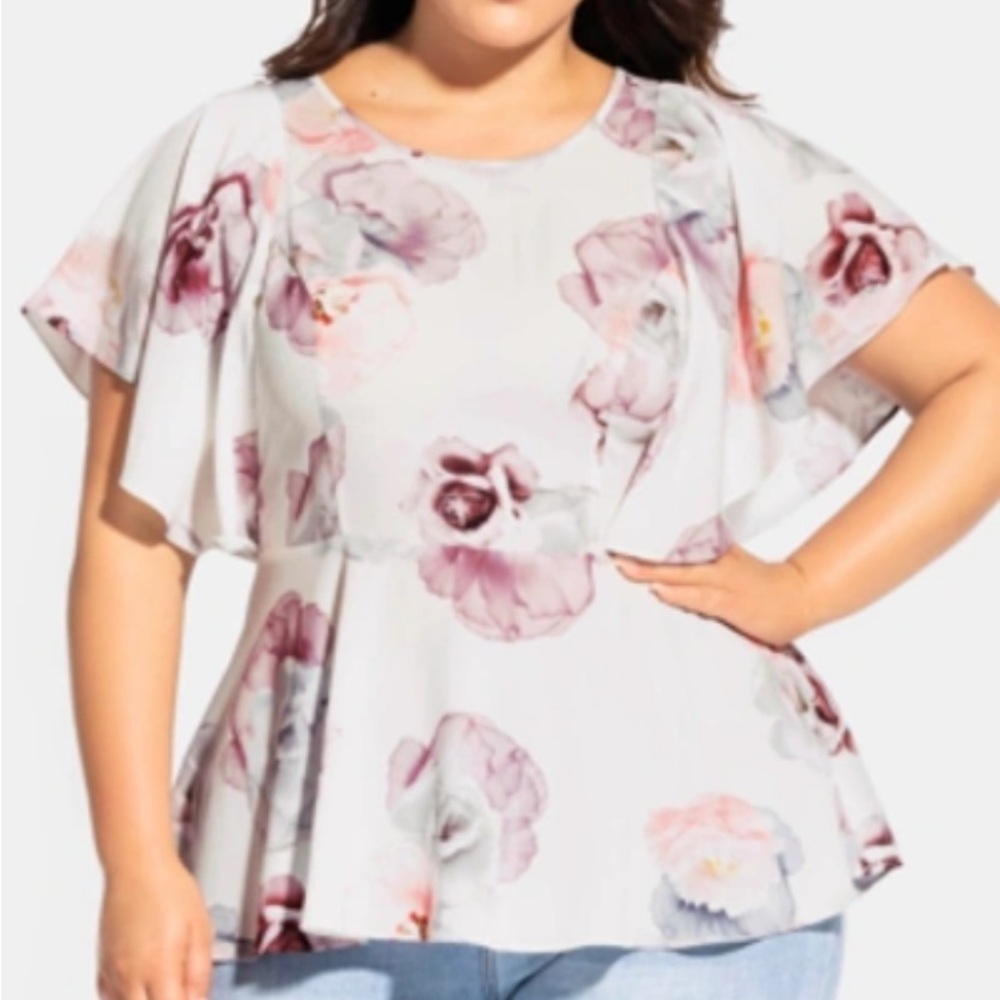 Flowered top City Chic size 14 xs